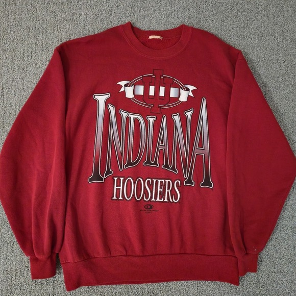 Red Oak Other - Vintage 90s University of Indiana Hoosiers Spellout Crewneck Size M Red Oak IU